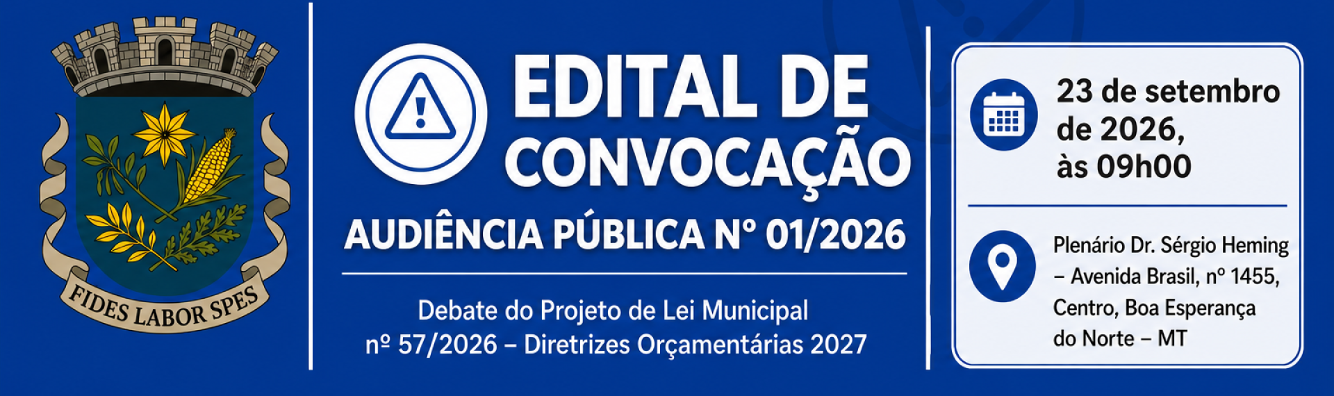 CONVOCA&Ccedil;&Atilde;O AUDI&Ecirc;NCIA P&Uacute;BLICA LDO 2027