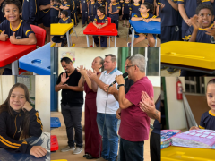 Vereadores de Boa Esperan&ccedil;a do Norte acompanham entrega de novas carteiras escolares &agrave; Escola Municipal Vera Lucia Schmidt